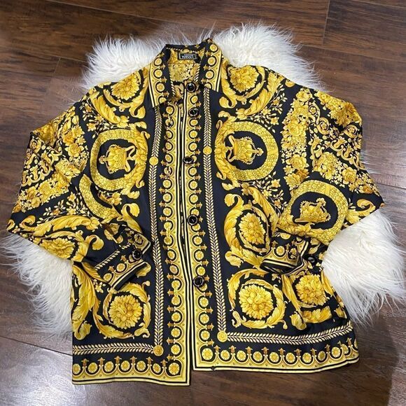 Vintage Gianni Versace Barocco Collection RARE button down silk Top Shirt unisex - Picture 3 of 13